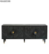 Distressed Black Solid wood HandCarved TV cabinet with Storage for Living Room - D'DASS Store