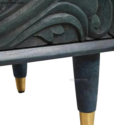 Distressed Black Solid wood HandCarved TV cabinet with Storage for Living Room - D'DASS Store