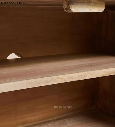 Distressed Natural Solid wood HandCarved TV cabinet with Storage for Living Room - D'DASS Store