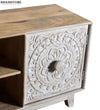 Distressed Natural Solid wood HandCarved TV cabinet with Storage for Living Room