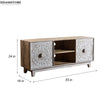 Distressed Natural Solid wood HandCarved TV cabinet with Storage for Living Room