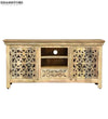 Distressed Natural Solid wood HandCarved TV cabinet with Storage for Living Room - D'DASS Store