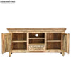 Distressed Natural Solid wood HandCarved TV cabinet with Storage for Living Room