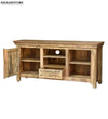 Distressed Natural Solid wood HandCarved TV cabinet with Storage for Living Room - D'DASS Store