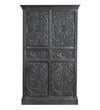 Black Wooden HandCarved Wardrobe & Almirah