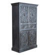 Black Wooden HandCarved Wardrobe & Almirah