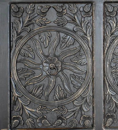 Black Wooden HandCarved Wardrobe & Almirah| DDASSWRD01 - ddassstore
