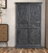 Black Wooden HandCarved Wardrobe & Almirah