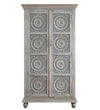 Rustic Grey Wooden HandCarved Wardrobe & Almirah | DDASSWRD11 - D'DASS Store