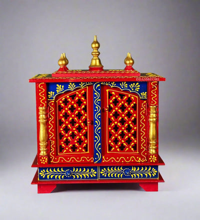Wooden MultiColorPooja Mandir for Home & Office - D'DASS Store