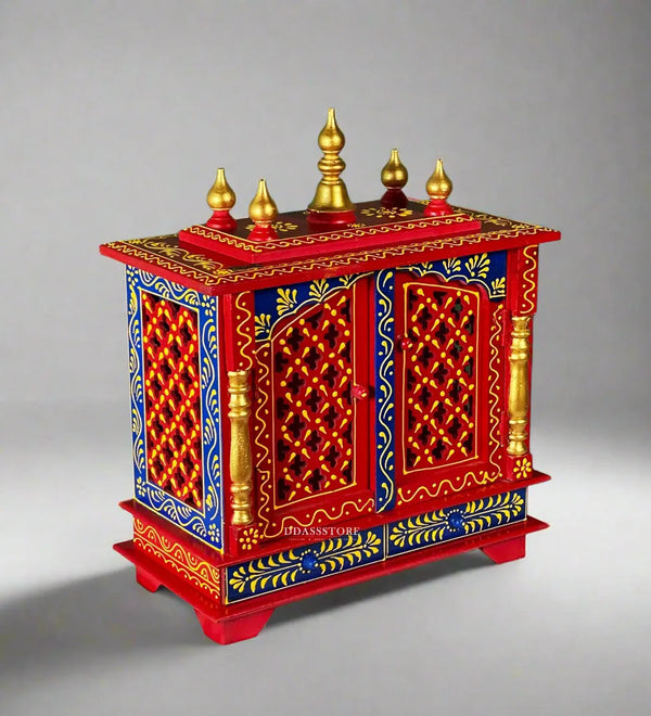 Wooden MultiColor  Pooja Mandir for Home & Office - D'DASS Store