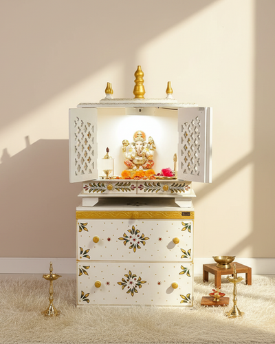 Wooden Pooja Temple & Puja Mandap with Cabinet for Home | DDASSWT1822_Cabinet_WGD - D'DASS Store