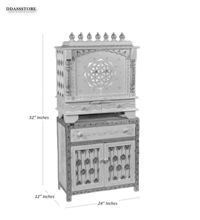 Wooden Pooja Temple & Puja Mandap with Cabinet for Home | DDASSWT2411Cabinet_BGD - D'DASS Store
