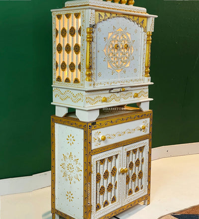 Wooden Pooja Temple & Puja Mandap with Cabinet for Home | DDASSWT2411Cabinet_BGD - D'DASS Store