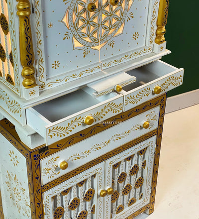 Wooden Pooja Temple & Puja Mandap with Cabinet for Home | DDASSWT2411Cabinet_BGD - D'DASS Store