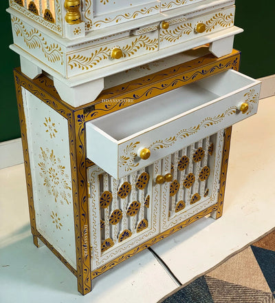 Wooden Pooja Temple & Puja Mandap with Cabinet for Home | DDASSWT2411Cabinet_BGD - D'DASS Store