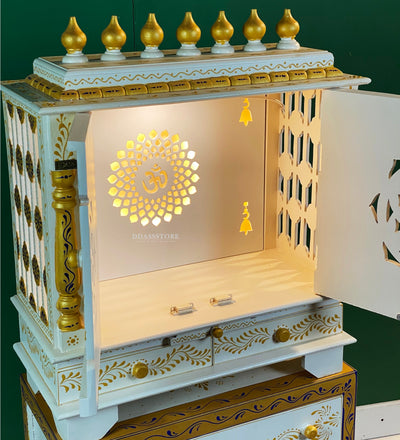 Wooden Pooja Temple & Puja Mandap with Cabinet for Home | DDASSWT2411Cabinet_BGD