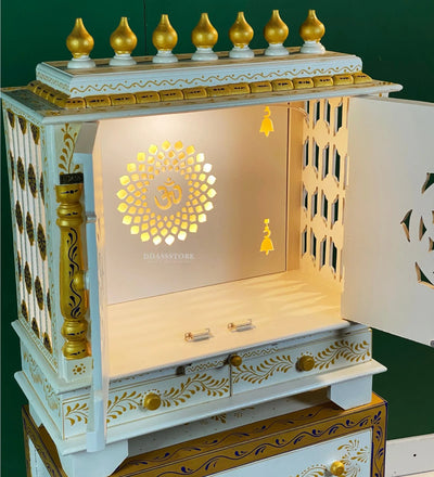 Wooden Pooja Temple & Puja Mandap with Cabinet for Home | DDASSWT2411Cabinet_BGD - D'DASS Store