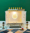 White Wooden Pooja Mandir design & Puja Mandap For Home | DDASSWT2411_BGD - D'DASS Store