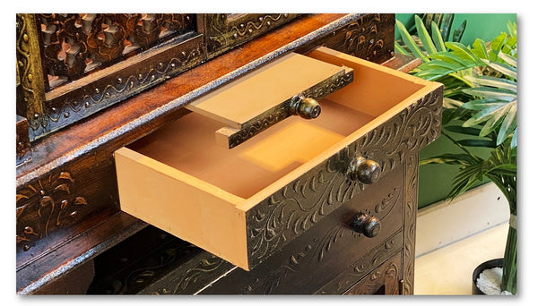 Big Sheesham Copper Wooden MDF Pooja Temple For Office | DDASSM11BIG - D DASS Store