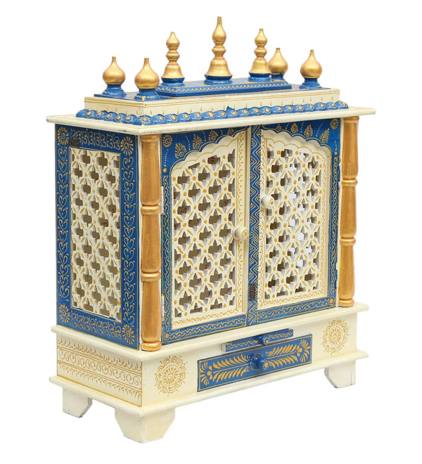Big White Sheesham MDF Wood Pooja Temple Mandir For home | DDASSWT2412WBD - D'DASS Store