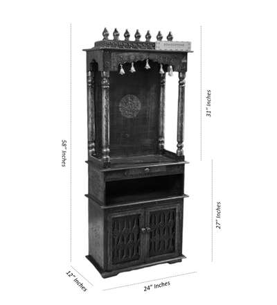 5 feet Aaradhya Wooden Home Temple & Puja Mandir with Cabinet Storage | DDASSWT2460_C - D'DASS Store