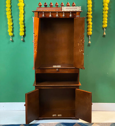 5 feet ShivAalaya Wooden Home Temple & Puja Mandir with Cabinet Storage | DDASSWT2460_HPD - D'DASS Store
