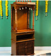 5 feet DevGriha Wooden Home Temple & Puja Mandir with Cabinet Storage | DDASSWT2460_HP - D'DASS Store