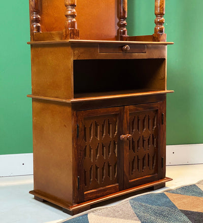 5 feet DevGriha Wooden Home Temple & Puja Mandir with Cabinet Storage | DDASSWT2460_HP - D'DASS Store