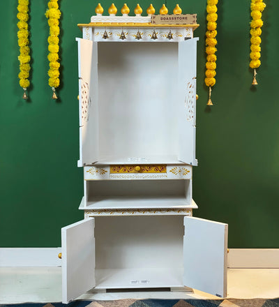 5 feet Prarthana Wooden Home Temple & Puja Mandir with Cabinet Storage | DDASSWT2460_RGD - D'DASS Store
