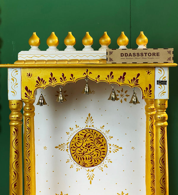 5 feet Wooden Home Temple & Puja Mandir with Cabinet Storage | DDASSWT2460_RG - D'DASS Store