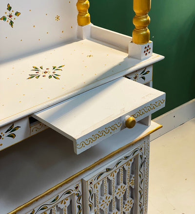 5 feet Wooden Home Temple & Puja Mandir with Cabinet Storage | DDASSWT2460_WG - D'DASS Store