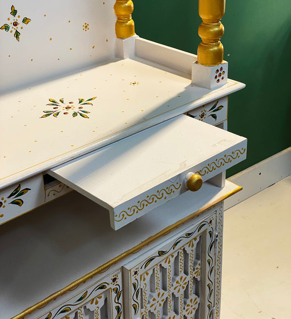 5 feet Wooden Home Temple & Puja Mandir with Cabinet Storage | DDASSWT2460_WG - D'DASS Store