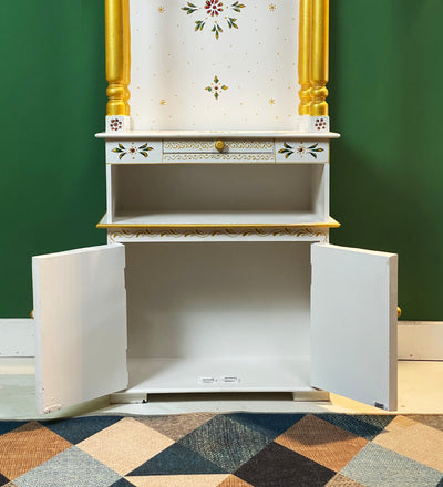 5 feet Wooden Home Temple & Puja Mandir with Cabinet Storage | DDASSWT2460_WG - D'DASS Store
