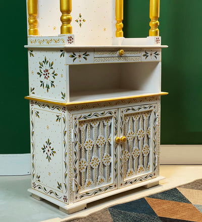 5 feet Wooden Home Temple & Puja Mandir with Cabinet Storage | DDASSWT2460_WG - D'DASS Store