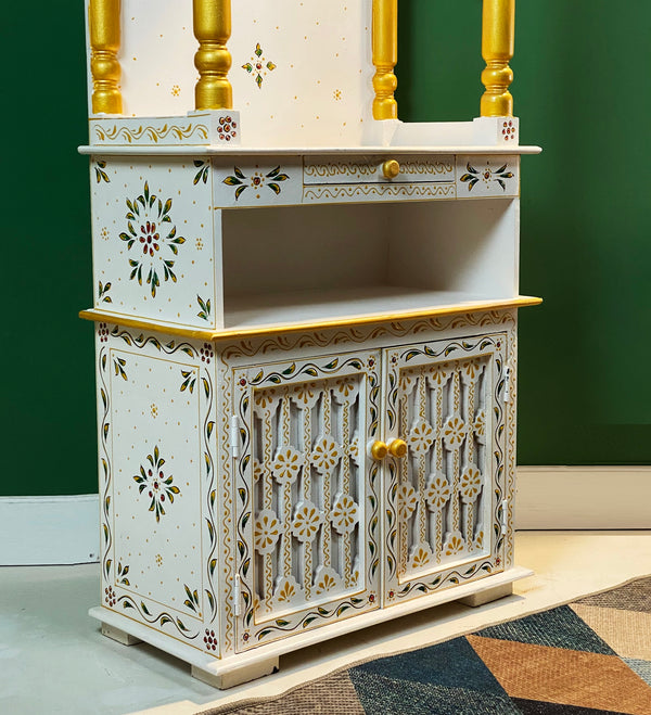 5 feet Wooden Home Temple & Puja Mandir with Cabinet Storage | DDASSWT2460_WG - D'DASS Store