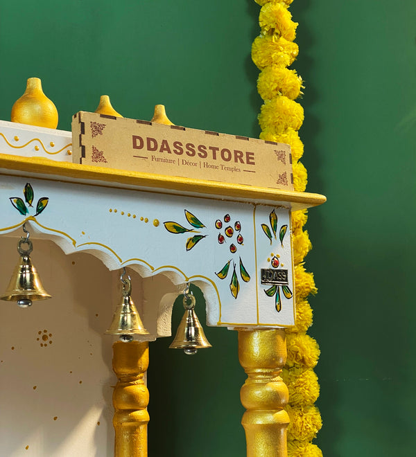 5 feet Wooden Home Temple & Puja Mandir with Cabinet Storage | DDASSWT2460_WG - D'DASS Store
