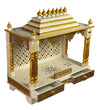 Blue Gold Hand Painted Big Wooden LED Pooja Mandir