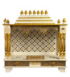 Blue Gold Hand Painted Big Wooden LED Pooja Mandir