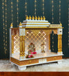 Red Gold Hand Painted Big Wooden LED Pooja Mandir