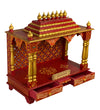 RED Hand Painted Big Wooden LED Pooja Mandir