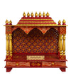 RED Hand Painted Big Wooden LED Pooja Mandir