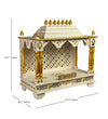 White Hand Painted Big Wooden LED Pooja Mandir