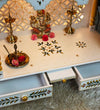 White Hand Painted Big Wooden LED Pooja Mandir