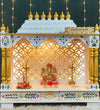 White Hand Painted Big Wooden LED Pooja Mandir