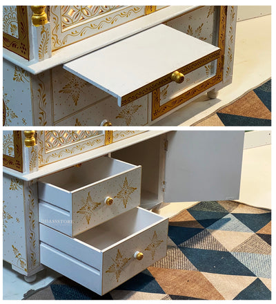 Wooden Home Temple & Puja Mandap with Cabinet Storage | DDASSWT3618_CLEAR - D'DASS Store