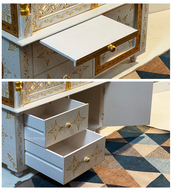 Wooden Home Temple & Puja Mandap with Cabinet Storage | DDASSWT3618_CLEAR - D'DASS Store