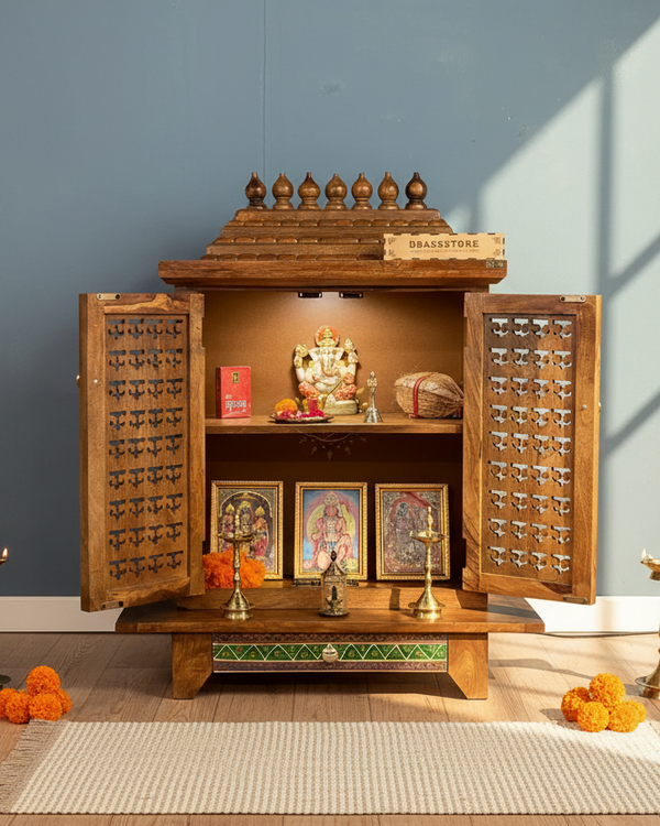 Solid Sheesham Wooden Home Temple & Mandap for Home & Office | DDASSWTSOLID10 - D'DASS Store