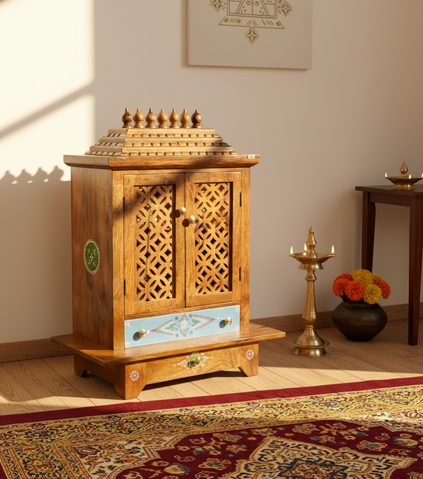 Solid Sheesham Wooden Pooja Temple Or Mandap for Home & Office | DDASSWTSolid-1