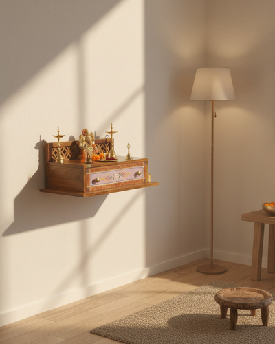 Wall Hanging Solid Sheesham Wooden Home Temple Puja Chowki | Ganesh Chaturthi Puja | DDASSWTSolid-20 - D'DASS Store